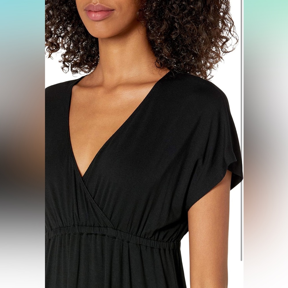 V-Neck Empire Waist Dress | Black - Picture 4 of 9